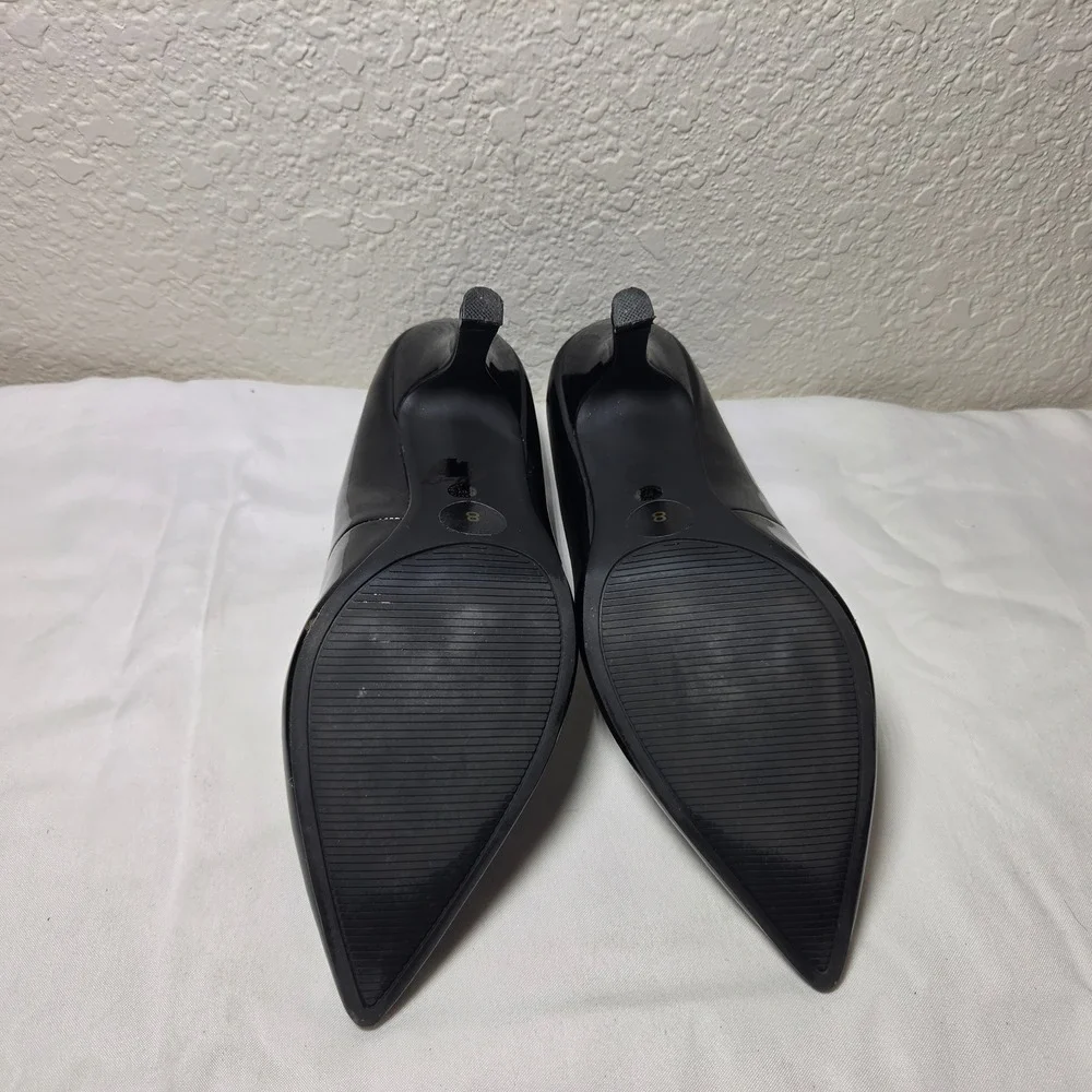 East 5th Womens Black Patent Pointed Toe Memory Foam Pumps Heel Size 8